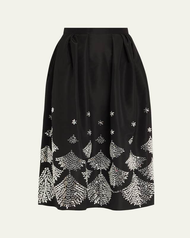 Fern Embroidered Midi Party Skirt